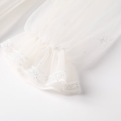 女童月光白礼服纱裙