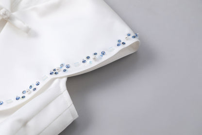 女童白色青花礼服裙