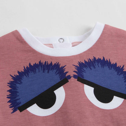 Baby Girls Multicolor Monster Printed Cotton Dress