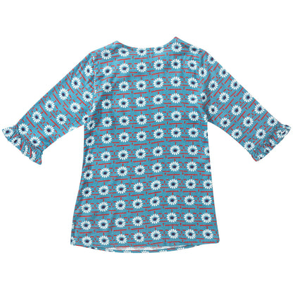 Girls Blue Daisy Printed Dress