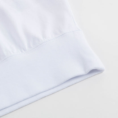 Girls White & Green Cotton T-shirt