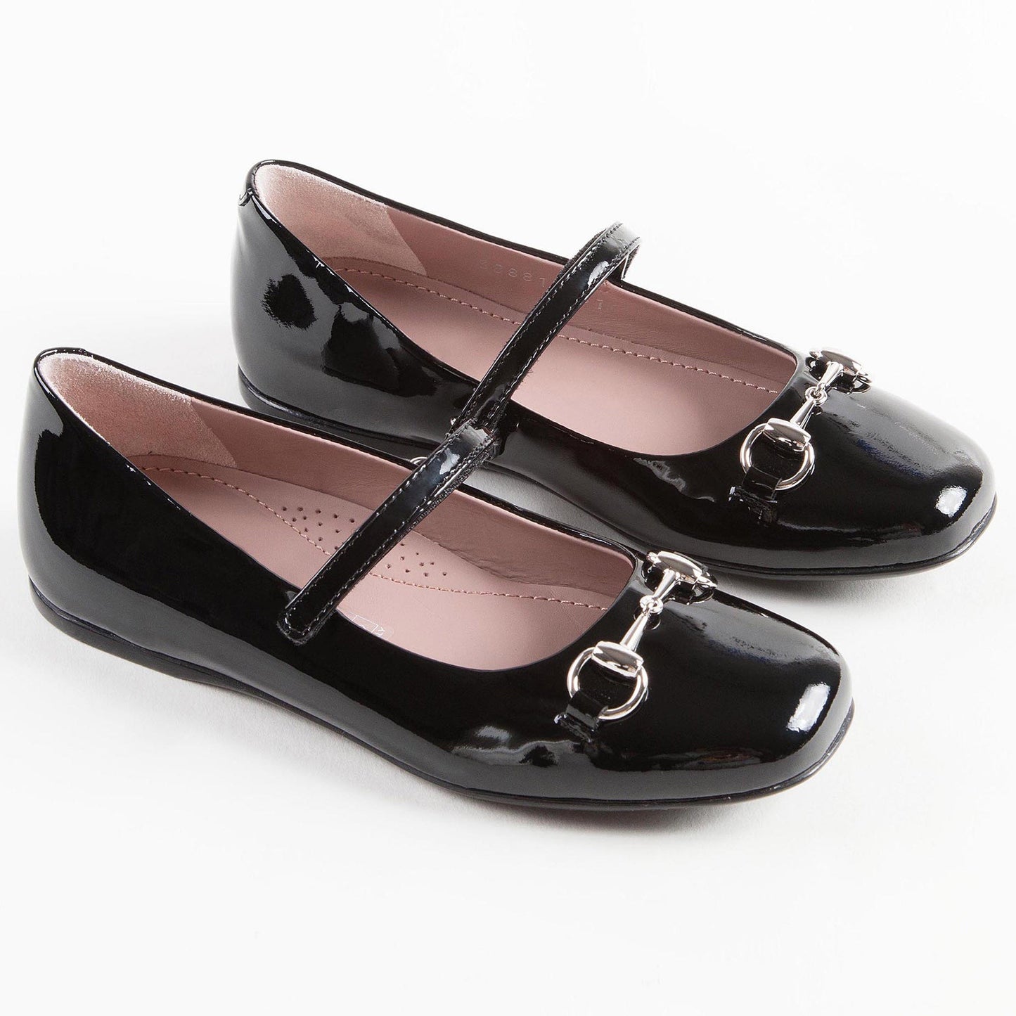 Girls Black Patent Leather Shoes With Horsebit