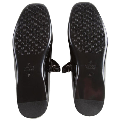 Girls Black Patent Leather Shoes With Horsebit