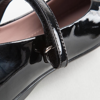 Girls Black Patent Leather Shoes With Horsebit