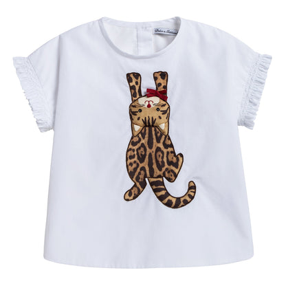 Girls Leopard Print Zambia Top & Shorts Set