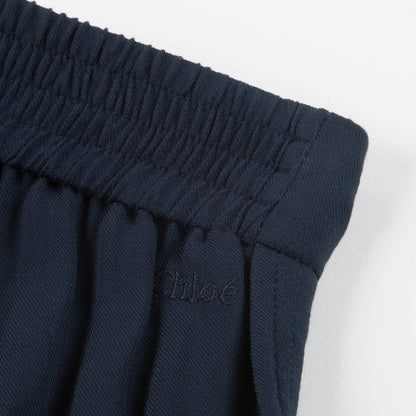 Girls Navy Blue Viscose Shorts