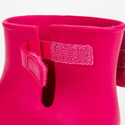 Girls Dark Pink Jelly Rainshoes with Bow