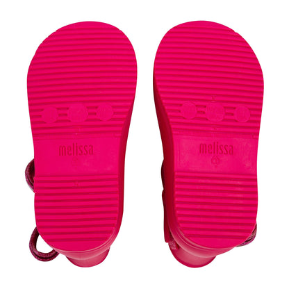 Girls Dark Pink Jelly Rainshoes with Bow