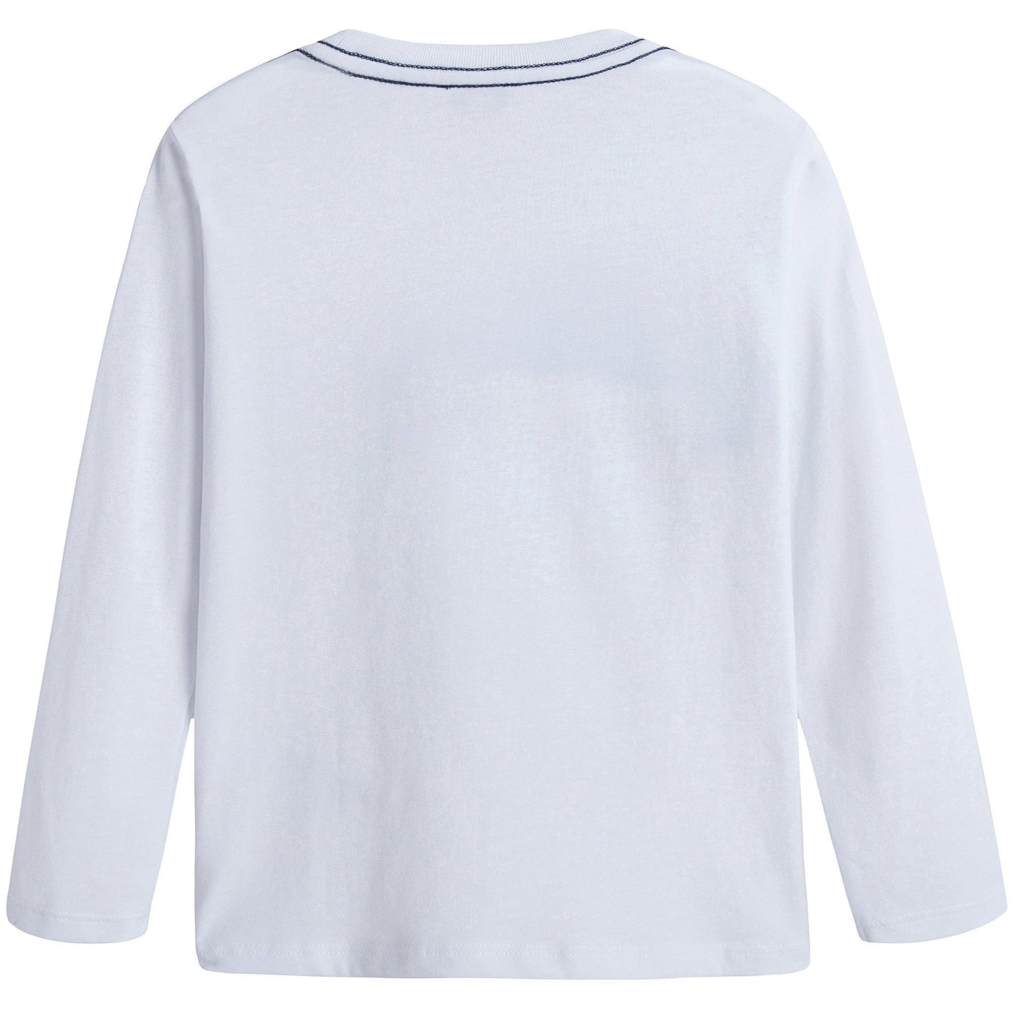 Boys White Fancy Mushroom Printed Trims Cotton T-Shirt