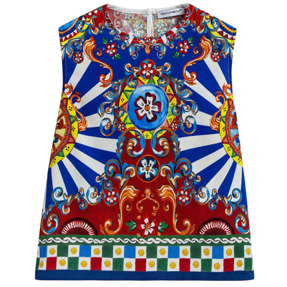 Girls Multicolor Printed Sleeveless T-Shirt