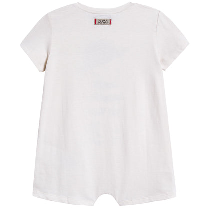 Baby Girls White Cat Cotton Babysuit