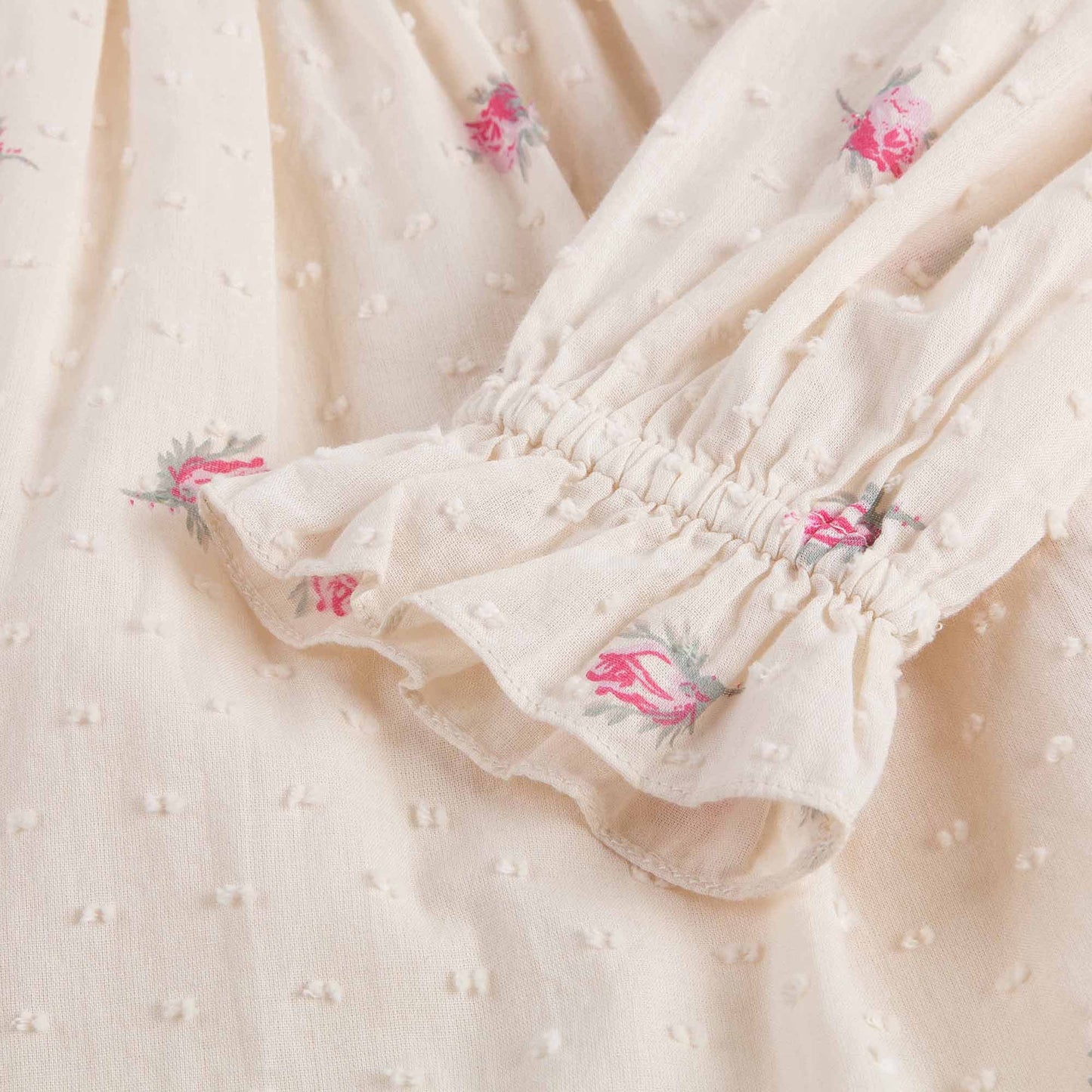 Girls Ivory With Pink Flowers Dress