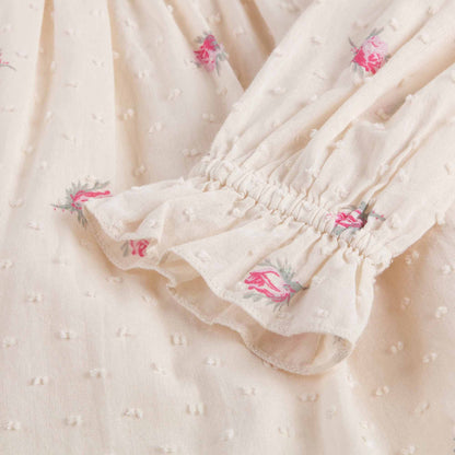 Girls Ivory With Pink Flowers Dress