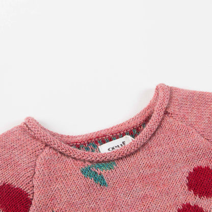 Girls Rose Pink Cherry Alpaca Wool Dress