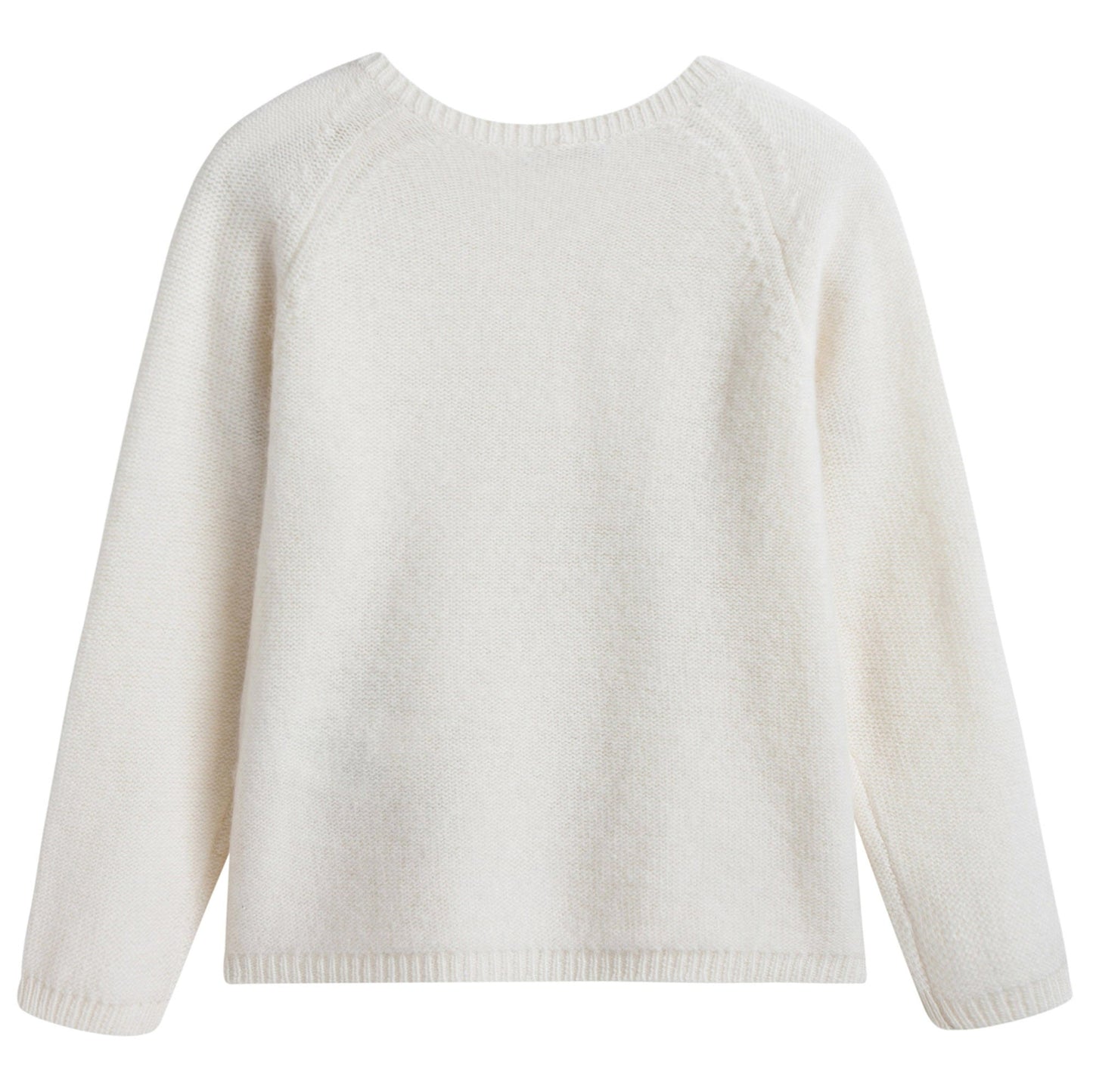 Girls Milk With Gold Pom-Pom Wool  Cardigan