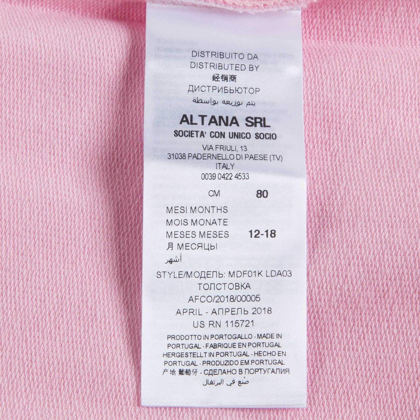 Baby Girls Rose Cotton Sweatshirt