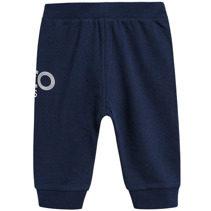 Baby Boys Navy Logo Cotton Trousers