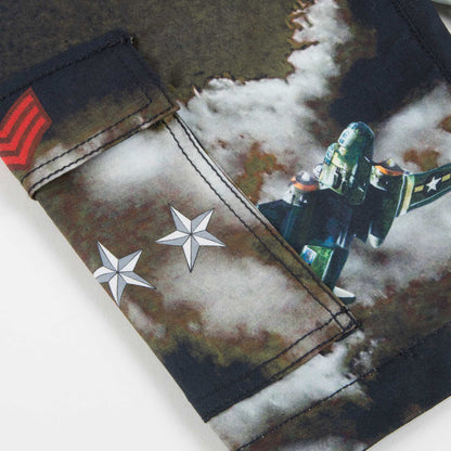 Boys Black Printed Cotton Shorts