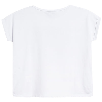 Girls White Tiger Printed Cotton T-shirt