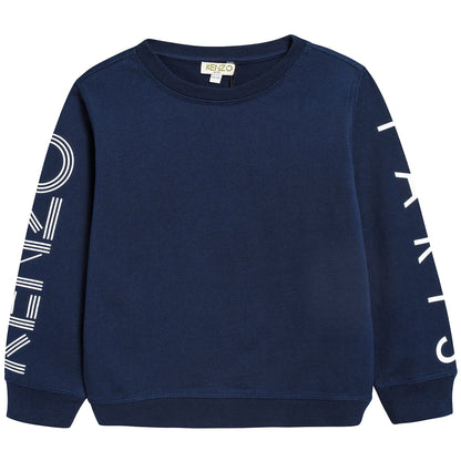 Boys Navy Logo Cotton Sweater