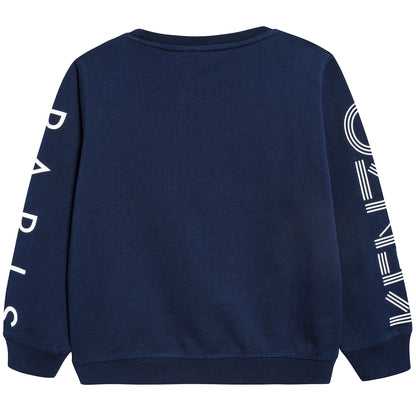 Boys Navy Logo Cotton Sweater