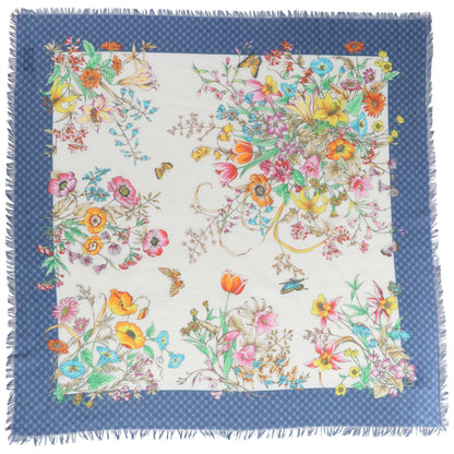 Girls Ivory & Blue "80X80CM" Scarves