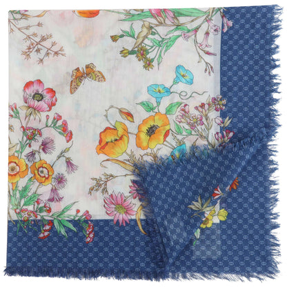 Girls Ivory & Blue "80X80CM" Scarves