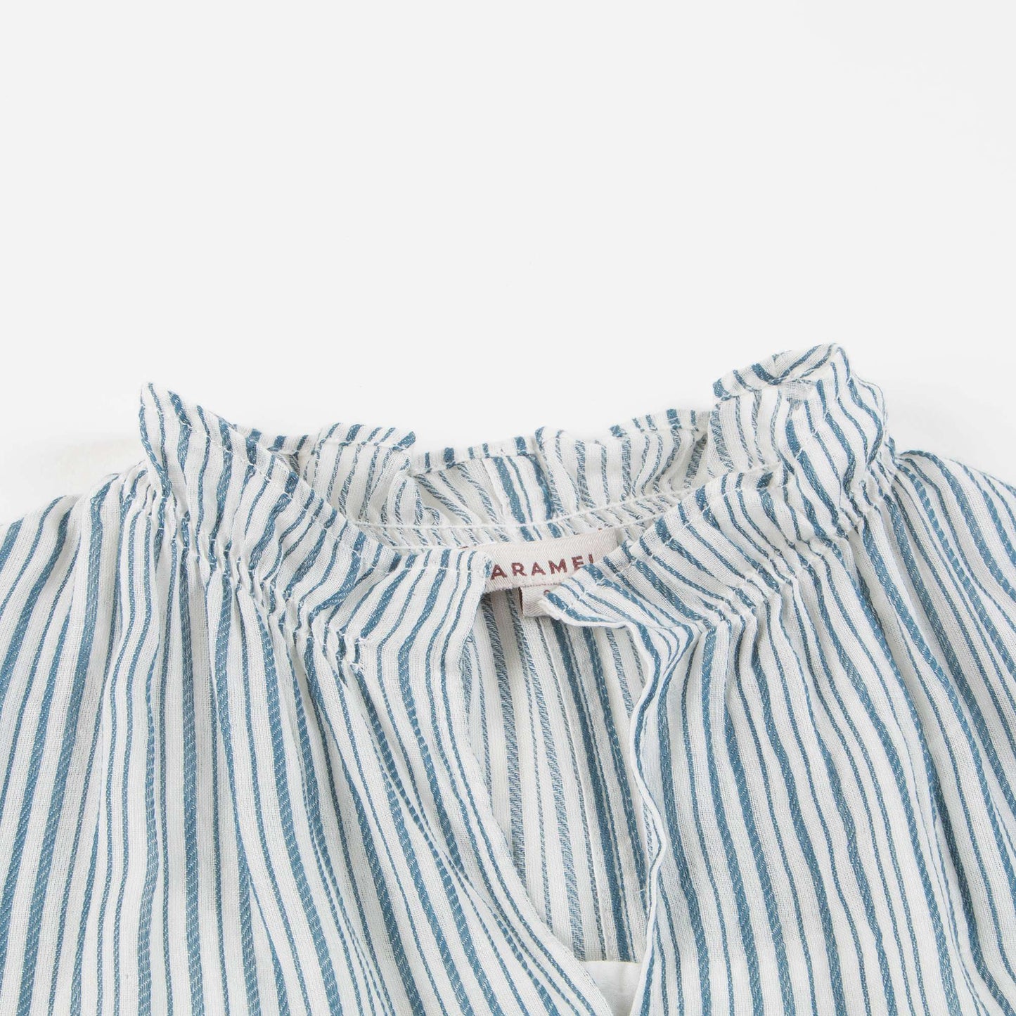 Girls Blue Stripe Cotton Woven Dress