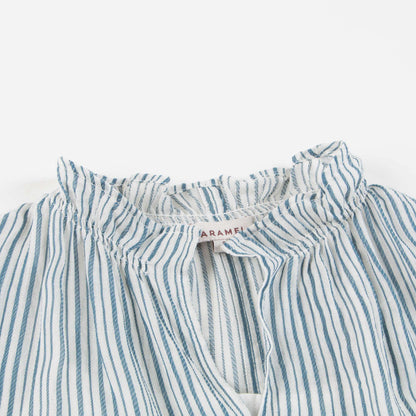 Girls Blue Stripe Cotton Woven Dress
