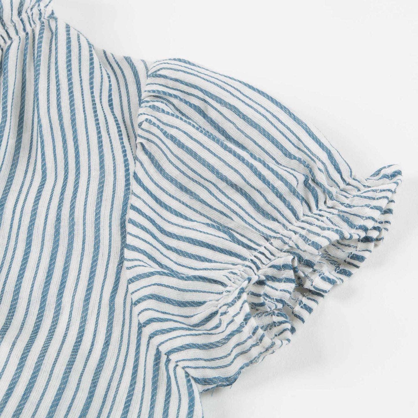 Girls Blue Stripe Cotton Woven Dress