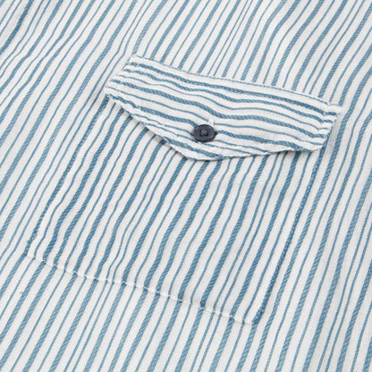 Girls Blue Stripe Cotton Woven Dress
