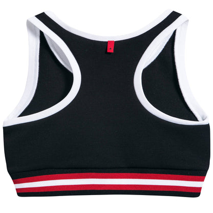 Girls Black Cropped Logo Cotton Top