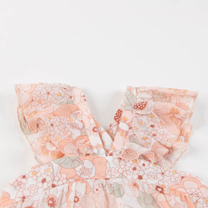 Girls Rose Kaki Floral Cotton Blouse