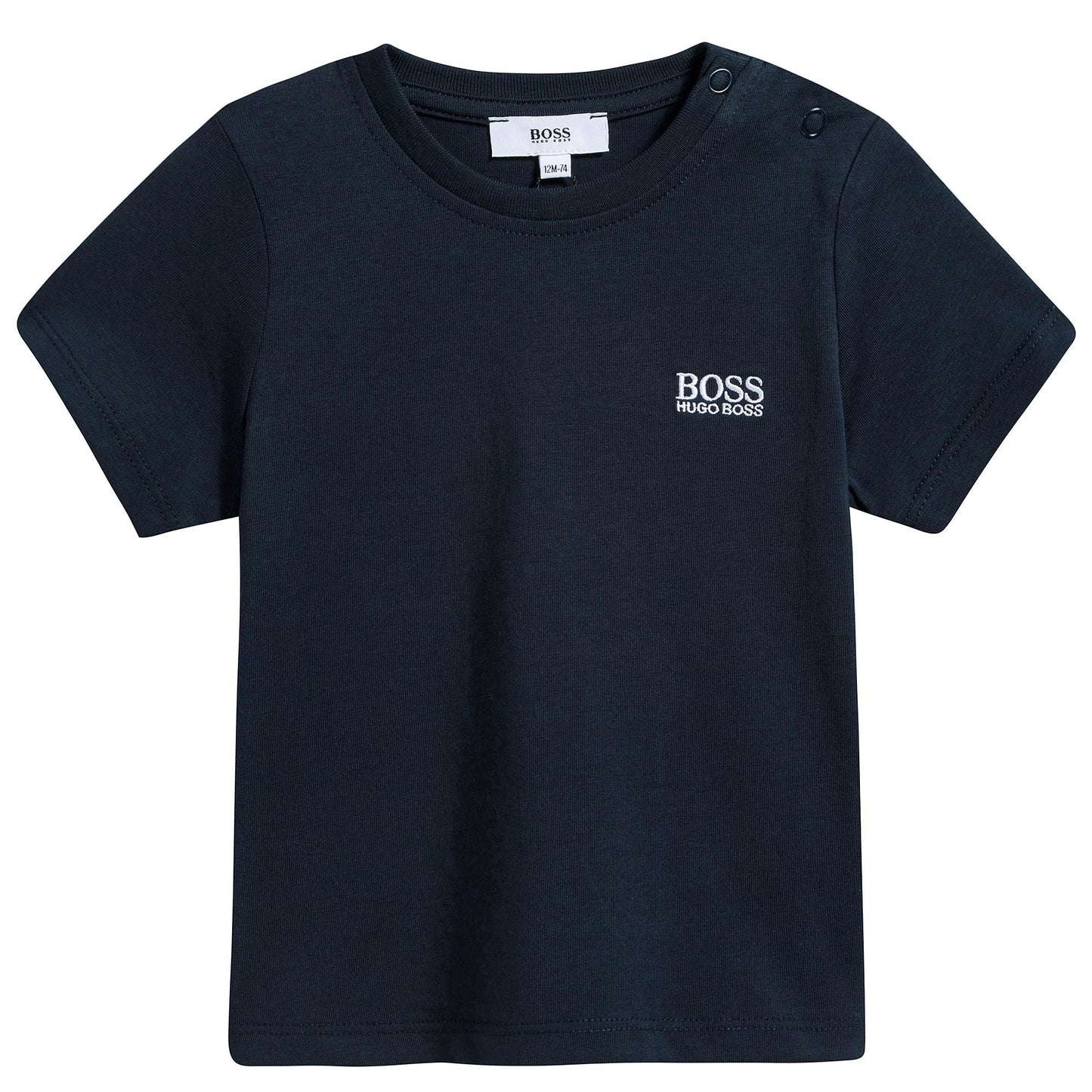 Baby Boys Navy Blue Logo Cotton T-shirt