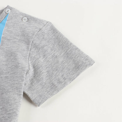 Baby Boys Grey Printed Cotton T-shirt