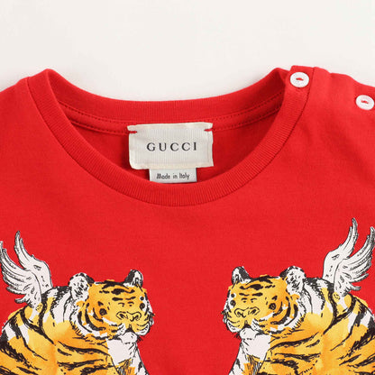 Baby Girls Red Printed Cotton T-shirt
