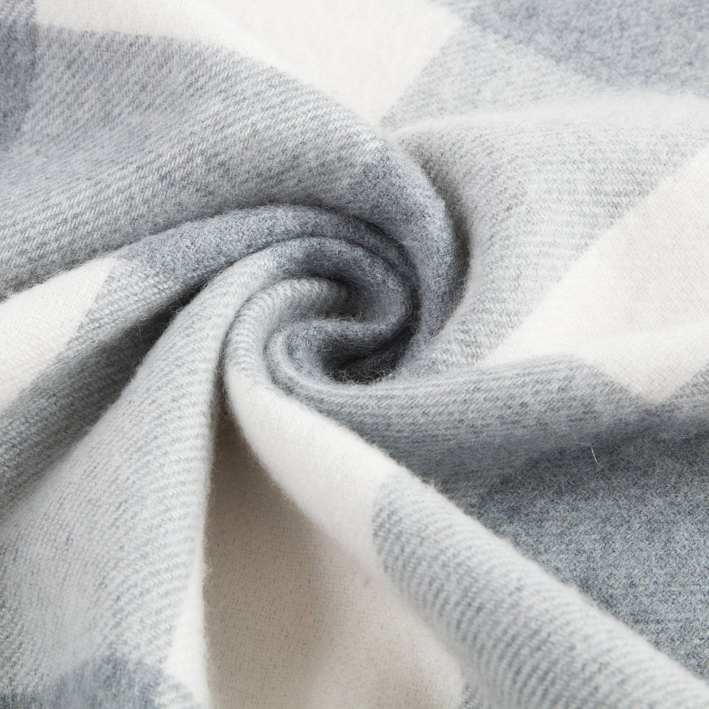 Girls Ivory Check Wool Scarf
