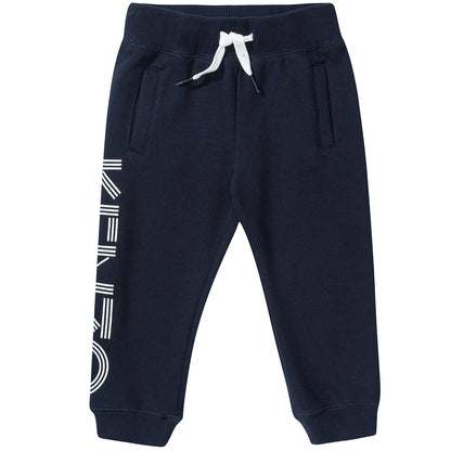 Girls Dark Blue Cotton  Tracksuit Trousers