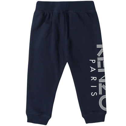 Girls Dark Blue Cotton  Tracksuit Trousers