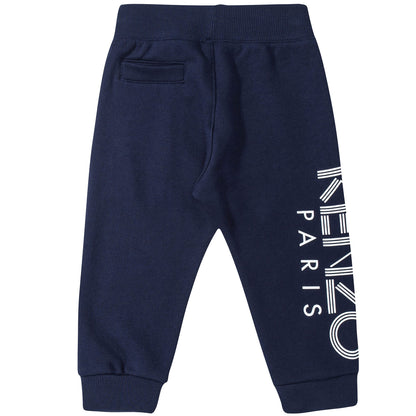 Boys Navy Blue Cotton  Tracksuit Trousers