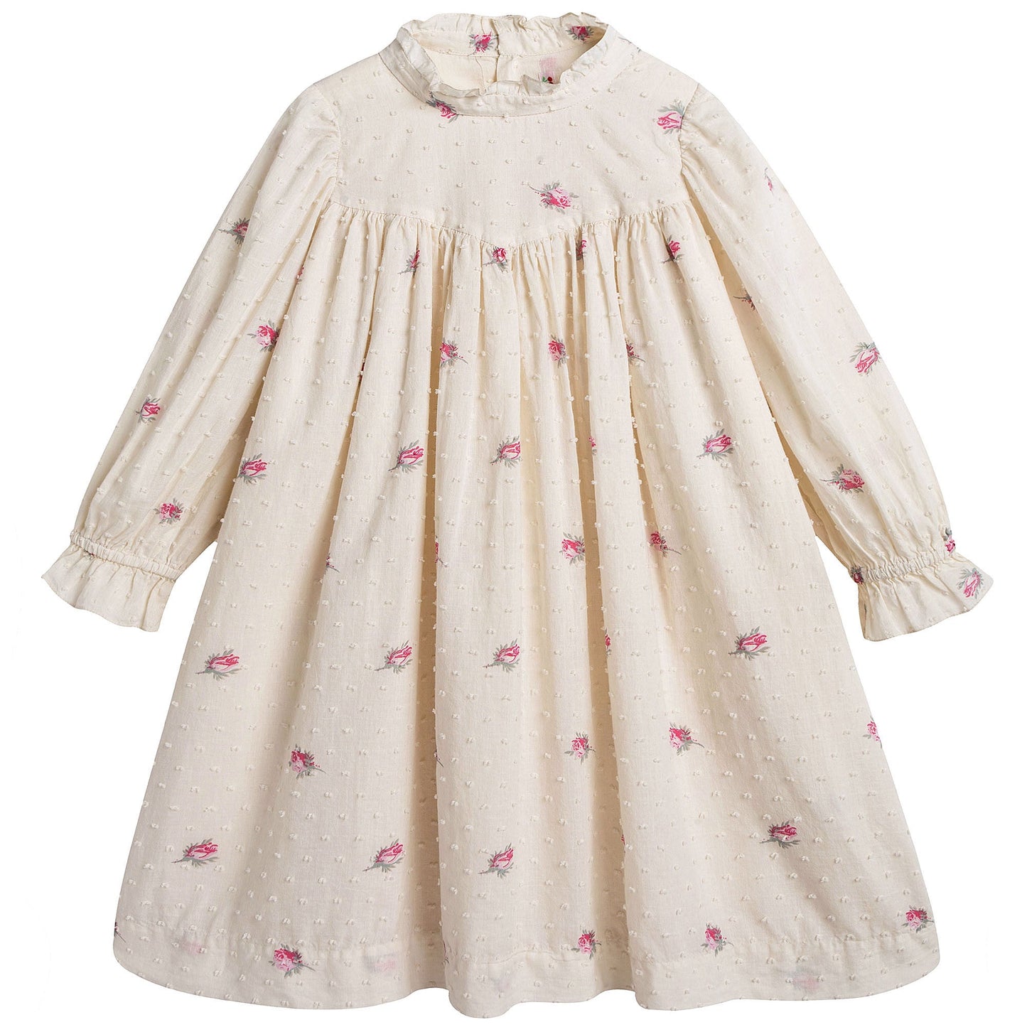 Girls Ivory With Pink Flowers Dress