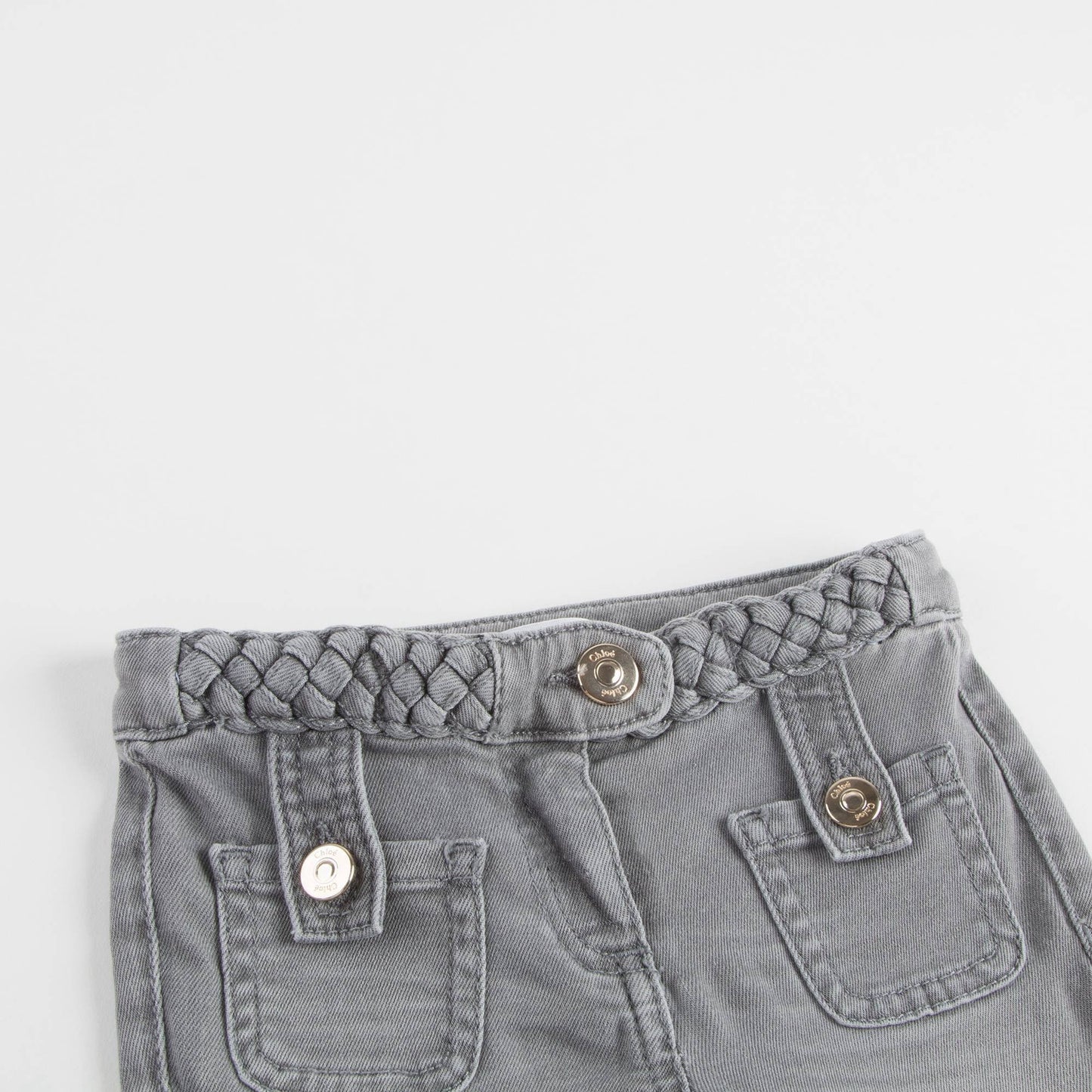 Girls Grey Braided Jeans