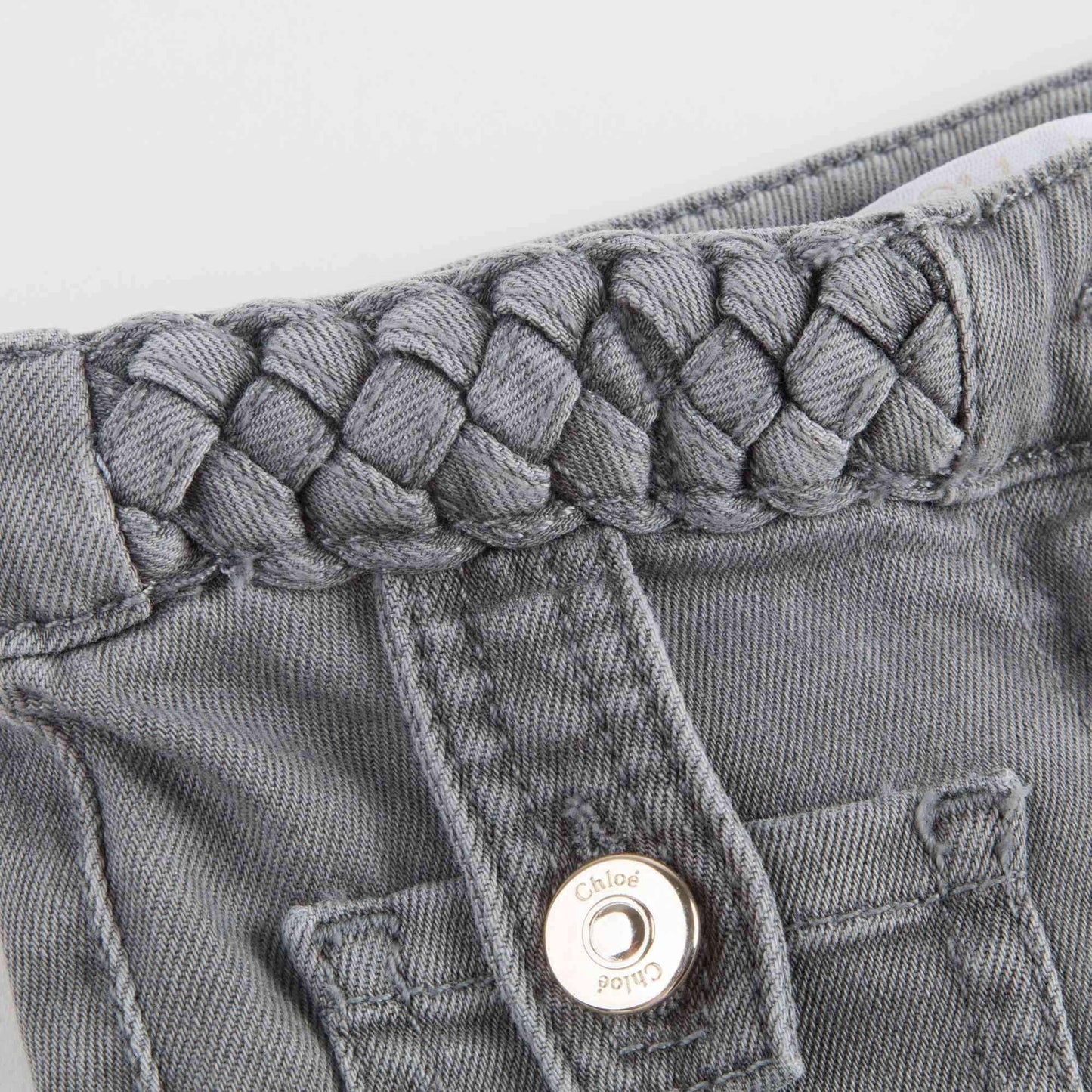 Girls Grey Braided Jeans