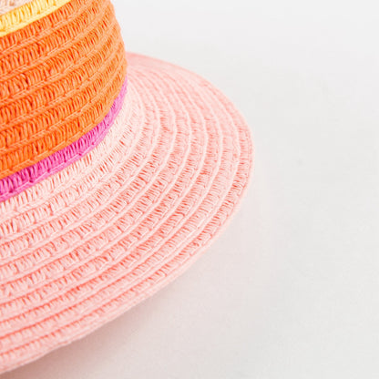 Girls Pink Straw Hat