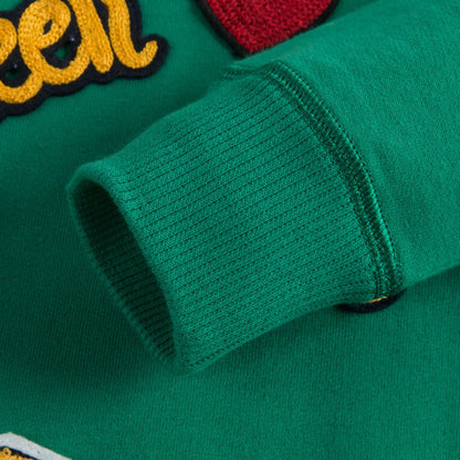 Boys&girls Green Embroidered Cotton Coat