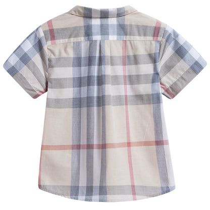 Baby  Boys  Beige  Check   Cotton   T-shirt