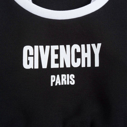 Girls Black Cropped Logo Cotton Top