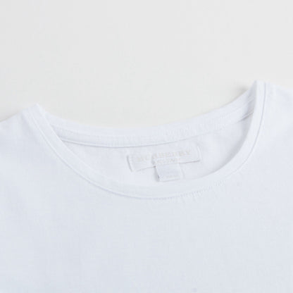 Girls White Cotton T-shirt With Check Trim