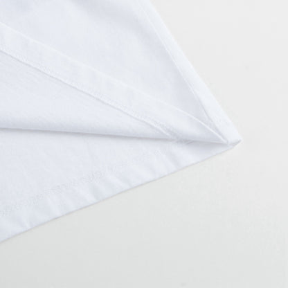 Girls White Cotton T-shirt With Check Trim
