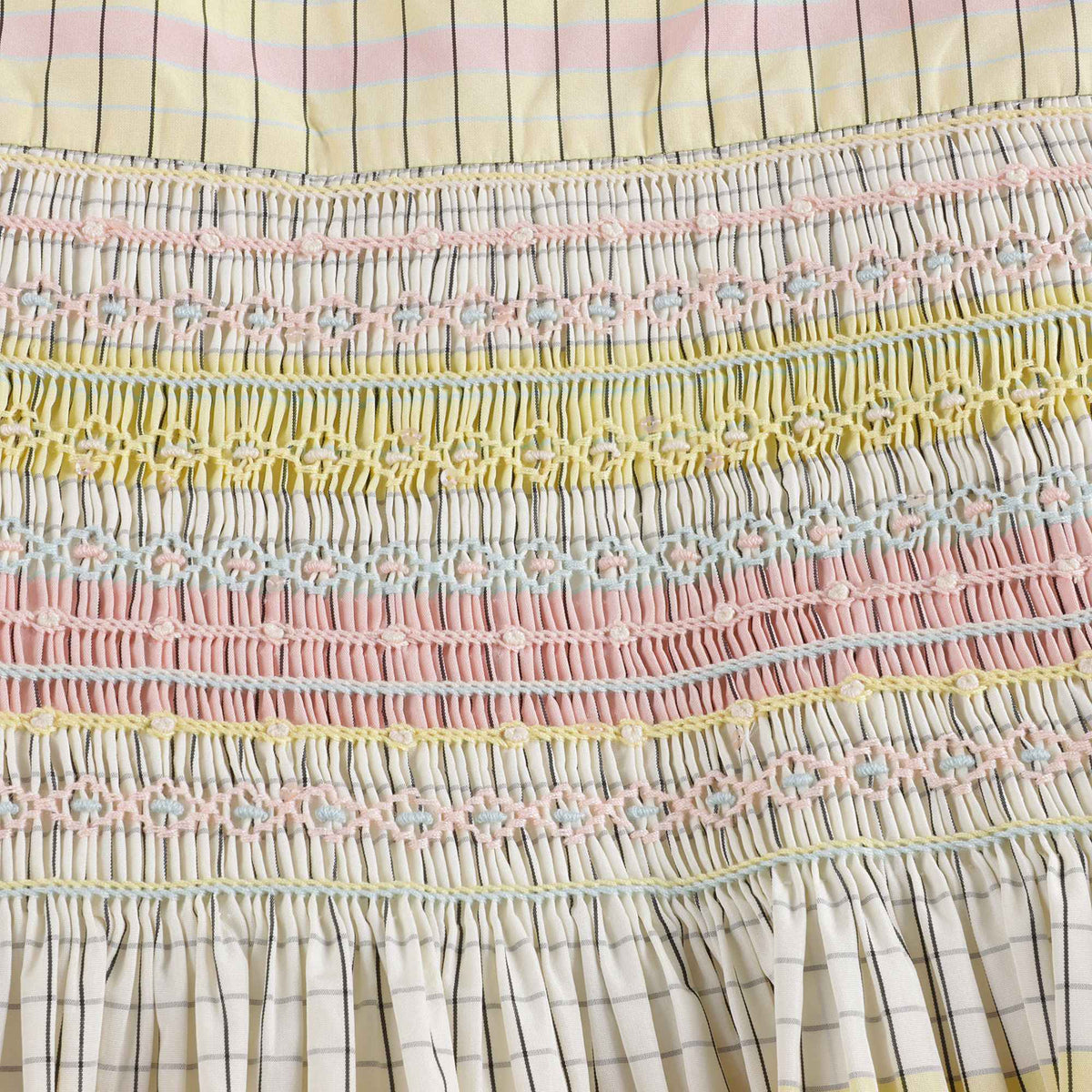 Girls Light Yellow Check Dress